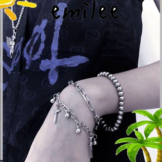 Emilee พังก์ ฮิปฮอป สร้อยข้อมือ, ข้อมือ จี้ เครื่องประดับ สร้อยข้อมือโลหะ, แฟชั่น สองชั้น เงิน หลายชั้น สร้อยข้อมือ ผู้หญิง