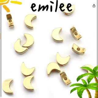 Emilee ลูกปัดสเปเซอร์ ทองเหลือง ชุบทอง รูปดวงจันทร์ ขนาดเล็ก 7*5.5*3 มม. สําหรับสร้อยคอ 60 ชิ้น