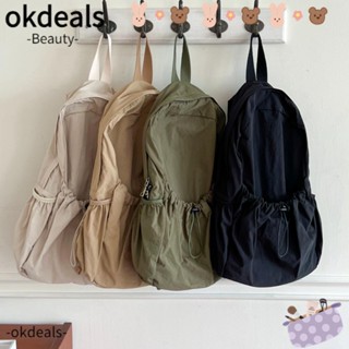 Okdeals กระเป๋าเป้สะพายหลัง ผ้าไนล่อน มีซิป สไตล์เกาหลี สําหรับผู้หญิง