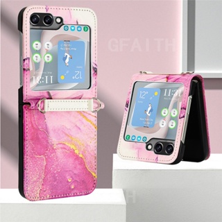 เคสโทรศัพท์หนัง PU นิ่ม ฝาพับ ลายหินอ่อน พร้อมช่องใส่บัตร หลากสี สําหรับ Samsung Galaxy Z Flip5 Z Fold5 Z Flip4 Z Flip 5 4 Z Folf 5