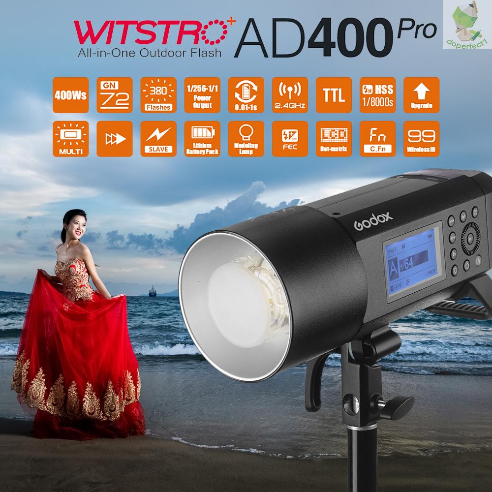 Flash Godox AD400Pro – 400W, TTL, HSS 1/8000s, Batteria Integrata, Wireless 2.4G, Compatibile Canon/Nikon/Sony/Fuji/Olympus/Panasonic