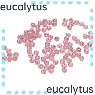 Eucalytus1 ลูกปัดอะคริลิคใส ลายตัวอักษร A-Z สีชมพู สําหรับทําเครื่องประดับ 500 ชิ้น