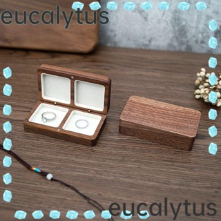 Eucalytus1 กล่องเก็บแหวน เครื่องประดับ แบบไม้ สองชั้น แบบพกพา สําหรับวันครบรอบแต่งงาน