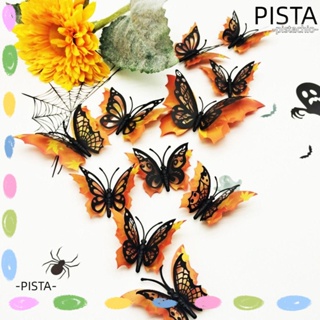 Pista สติกเกอร์ ลายผีเสื้อ 3D มีกาวในตัว สีดํา เหลือง คละขนาด สําหรับติดตกแต่งผนังบ้าน ห้องนอน ห้องนั่งเล่น 24 ชิ้น