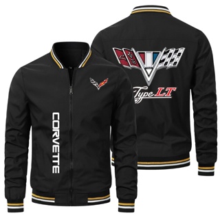 เสื้อแจ็กเก็ตเบสบอล แต่งซิป แบบบาง กันลม ลายโลโก้ Corvette C8 ZR1 เหมาะกับใส่ขับขี่กลางแจ้ง