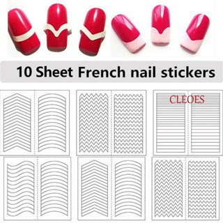 Cleoes แถบไกด์ สีขาว แบบมืออาชีพ สําหรับตกแต่งเล็บ DIY