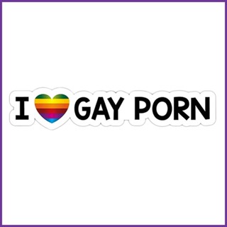 สติกเกอร์ ลาย I Love Gay Porn Rainbow Pride Prank 3 lofuth สําหรับติดตกแต่งหน้าต่าง