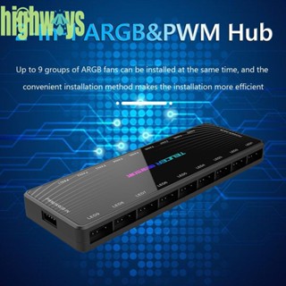 อะแดปเตอร์ควบคุมพัดลม 5V 3 Pin ARGB 4Pin PWM HUB 1 To 9 Splitter PC [highways.th]