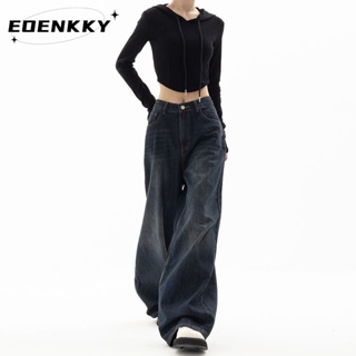 EOENKKY กางเกงขายาว กางเกงยีสน์ผู้หญิง ทรงหลวม ๆ ตรง Retro Hip Hop Pants 2023 NEW Style  fashion คุณภาพสูง Comfortable ทันสมัย A27L0C2 36Z230909