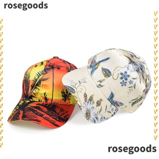 Rosegoods1 หมวกเบสบอล ป้องกันรังสียูวี พิมพ์ลายดอกไม้ กันแดด สําหรับผู้หญิง