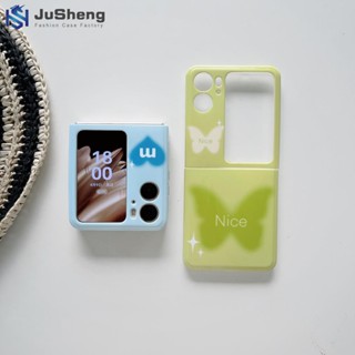 Jusheng เคสโทรศัพท์มือถือ แบบฝาพับ ลายผีเสื้อ พร้อมสายโซ่คล้อง สําหรับ OPPO Find N2