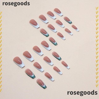 Rosegoods1 เล็บปลอม แบบเต็มหัว ทรงสี่เหลี่ยม สวมได้ สําหรับตกแต่งเล็บ