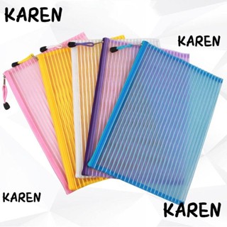 Karen กระเป๋าเครื่องสําอาง ผ้าไนล่อน PVC มีซิป 3 สี สําหรับตั้งแคมป์ เดินป่า