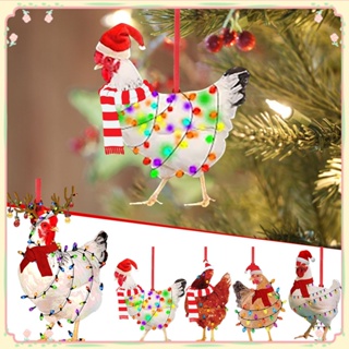 Merry Christmas Decor Natal ผ้าพันคอตลกไก่คริสต์มาสเครื่องประดับแขวนต้นคริสต์มาสจี้ตกแต่งต้นคริสต์มาส 【sunny】