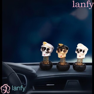 Lanfy ตุ๊กตาหัวกะโหลก แบบเขย่าหัวกะโหลก สําหรับตกแต่งรถยนต์