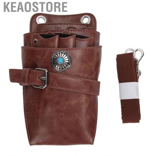 Keaostore Barber Scissor Pouch  With Belt Hairdressing Waist Holder Case Bag Brown