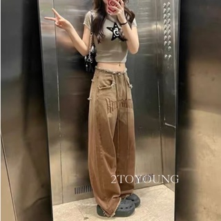 2TOYOUNG  กางเกงขายาว คาร์โก้ กางเกง เชือกอเมริกันคลาสิค Cargo pants 2023 NEW AG081226 สวย Trendy fashion ทันสมัย A90M0A7 36Z230909