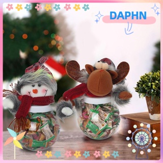 Daphs กล่องพลาสติกใส่ขนม คุกกี้ ลายซานตาคลอส สโนว์แมน สุขสันต์วันคริสต์มาส สําหรับเด็ก