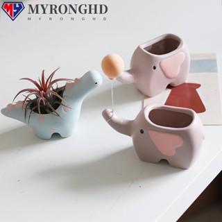 Myronghd กระถางเซรามิค ลายการ์ตูนช้างน่ารัก สําหรับตกแต่งบ้าน