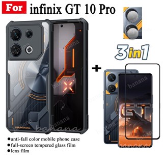 3 in 1 เคสโทรศัพท์ กันกระแทก สําหรับ infinix GT 10 Pro ฟิล์มกระจกนิรภัย และฟิล์มเลนส์