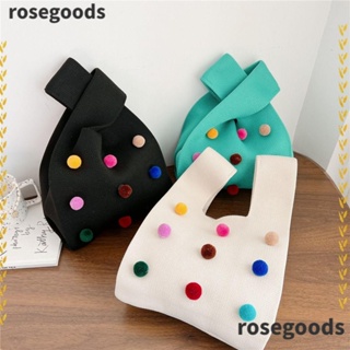 Rosegoods1 กระเป๋าถือ กระเป๋าสะพายไหล่ ผ้าถัก ลายสก๊อต ขนาดเล็ก สําหรับผู้หญิง