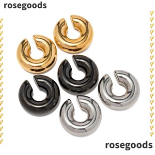 Rosegoods1 ต่างหูห่วง สเตนเลส รูปตัว C แฟชั่น