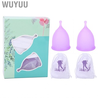 Wuyuu 2pcs Silicone Menstrual Cup Women Soft Reusable Period Female Body Care Tool