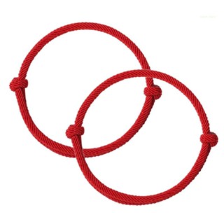 San* สร้อยข้อมือเชือกถัก สีแดง ปรับได้ 2 ชิ้น สําหรับผู้ชาย และผู้หญิง