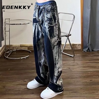 EOENKKY กางเกงขายาว กางเกงยีสน์ผู้หญิง ทรงหลวม ๆ ตรง Retro Hip Hop Pants 2023 NEW Style  ทันสมัย Stylish คุณภาพสูง High quality A27L07Q 36Z230909