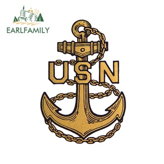 Earlfamily สติกเกอร์ ลายสมอเรือ USN กันน้ํา กันรอยขีดข่วน ขนาด 13 ซม. x 9 ซม. สําหรับตกแต่งรถยนต์ DIY