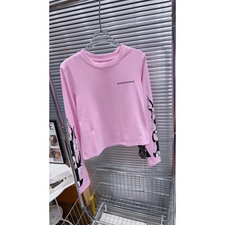 P3BE Chrome Hearts 2023 autumn and winter New color matching long sleeve T-shirt contrast color round neck short top womens fashionable all-match college style fashionable