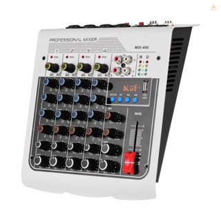 Meily_fun MIX-400 เครื่องผสมเสียงคอนโซล 6 ช่อง 3-Band EQ พร้อมเอฟเฟคเสียงก้อง และพาวเวอร์ 48V สําหรับบันทึกเสียง DJ ไลฟ์สด