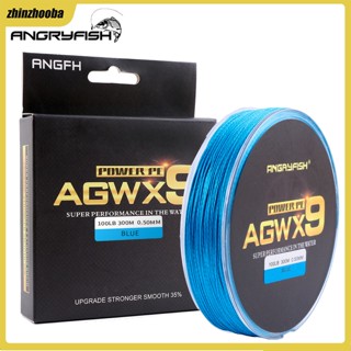 Fs ANGRYFISH Diominate X9 สายเอ็นตกปลา PE แบบถัก 300 ม. 327 หลา 15LB-100LB 9 เส้น สีฟ้า