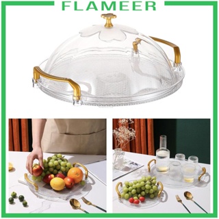 [Flameer] ถาดวางขนมเค้ก ทรงกลม พร้อมที่จับ สีโปร่งใส สําหรับอาหารเช้า ชา