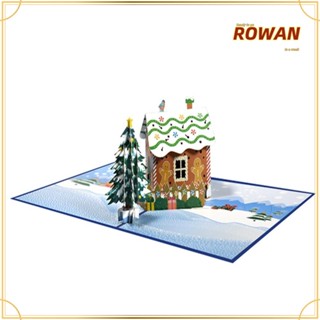 Rowans การ์ดอวยพรคริสต์มาส รูปบ้านขนมปังขิง แบบพับได้ ของขวัญคริสต์มาส