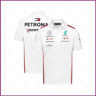 Yp2 เสื้อยืดโปโล แขนสั้น ลายทีมแข่งรถ Mercedes AMG Petronas F1 สีขาว พลัสไซซ์ สําหรับทุกเพศ PY2 2023