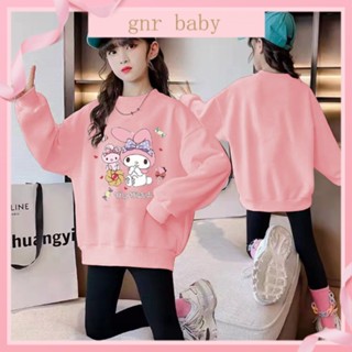 🍎GNR BABY🍊เสื้อแจ็กเก็ตกันหนาวลําลอง คอกลม ผ้าฝ้าย ลายการ์ตูน Melody Kurumi ทรงหลวม สําหรับเด็กผู้หญิง อายุ 3-12 ปี