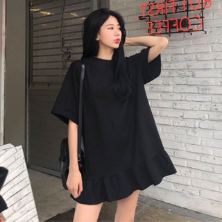 【Dress Oversize】(40-150kg) ชุดมินิเดรส แขนสั้น ทรงเอ พลัสไซซ์ สําหรับผู้หญิง