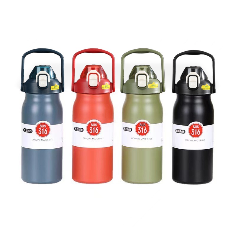 กระบอกน้ำเก็บอุณหภูมิร้อน-เย็น 1000ml 1200ml  สแตนเลส316 กระติกน้ำสแตนเลสเกรด316 เก็บเย็นยาวนานข้ามว