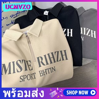 ใหม่ เสื้อยืดโปโล แขนสั้น คอปก มีซิป สีดํา แฟชั่นฤดูร้อน สไตล์เกาหลี สําหรับผู้ชาย