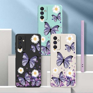 [ฟรีสายคล้อง] เคสซิลิโคนนิ่ม ขอบสี่เหลี่ยม ลายดอกไม้ ผีเสื้อ สําหรับ Samsung Galaxy M54 M14 5G M13 M23 M53 M33 M52 5G M31