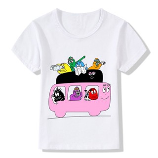 เสื้อยืดคอกลม แขนสั้น ผ้าฝ้ายแท้ พิมพ์ลายการ์ตูนแอนิเมชั่น Barbapapa Barbapapa สําหรับผู้ชาย และผู้หญิง