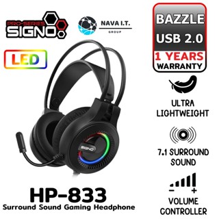 COINSคืน15%⚡FB9JMZV6⚡ SIGNO HP-833 (หูฟัง) SURROUND SOUND GAMING HEADPHONE (รับประกันศูนย์1ปี)