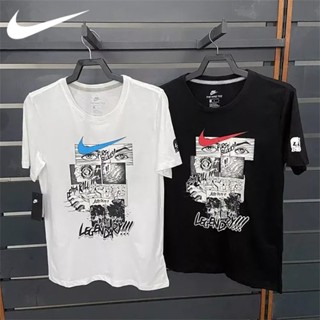 Nike เสื้อยืด พิมพ์ลายการ์ตูน คุณภาพสูง 100% สไตล์สตรีท เรียบง่าย สําหรับผู้ชาย และผู้หญิง