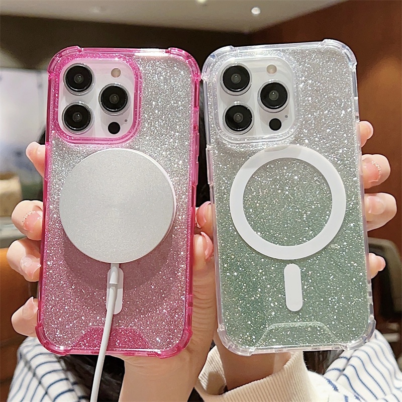 เคสโทรศัพท์มือถืออะคริลิค กันตกสี่มุม มีแม่เหล็กดูด สําหรับ iPhone 11 12 13 14 Pro Max Plus