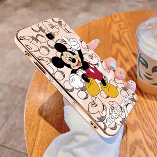 เคสโทรศัพท์มือถือ แบบนิ่ม ลายการ์ตูนมิกกี้ เมาส์ ขอบสี่เหลี่ยม หรูหรา สําหรับ Samsung Galaxy J4 J6 Plus J7 Pro J5 J7 Prime 2017 J730