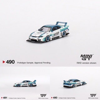 Mini GT 1:64 LBWK Super Silhouette S15 SILVIA โมเดลรถยนต์ Diecast Diorama 490