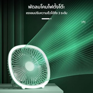 พัดลมไอน้ำ Youpin พัดลมพกพา พร้อมไฟ LED พับได้ แขวนได้ แรงลม 3ระดับ พัดลมตั้งโต๊ะ ไร้สาย usb fan พัดลมชาร์จแบตUSB