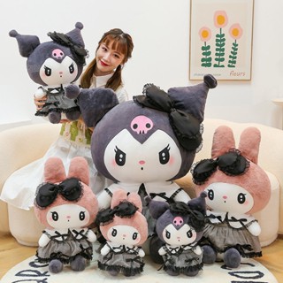 SANRIO ตุ๊กตาหมีเมโลดี้ กอธิคคูโรมิ ผ้ากํามะหยี่ขนนิ่ม สีเข้ม ของเล่นสําหรับเด็ก