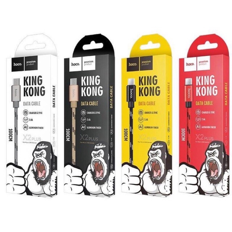Hoco สายชาร์จ KingKong Data Cable ยาว 1 เมตร และ 2เมตร สายถัก สำหรับไอโฟน/Micro/ Type C
